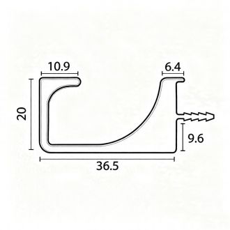 Aluminum G profile handle cross section 