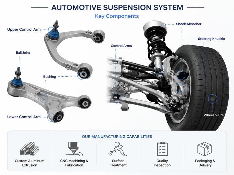 Aluminum automotive suspension system parts