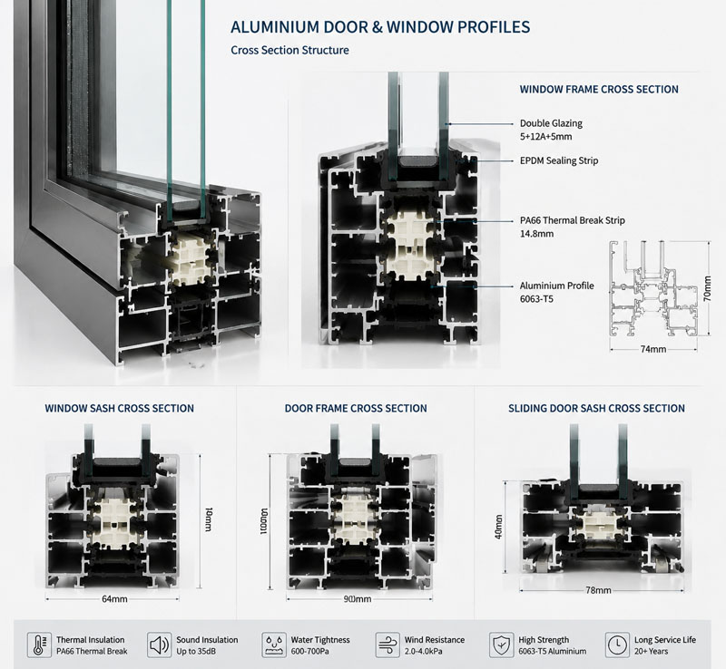 Aluminum door and window profile For Kuwait