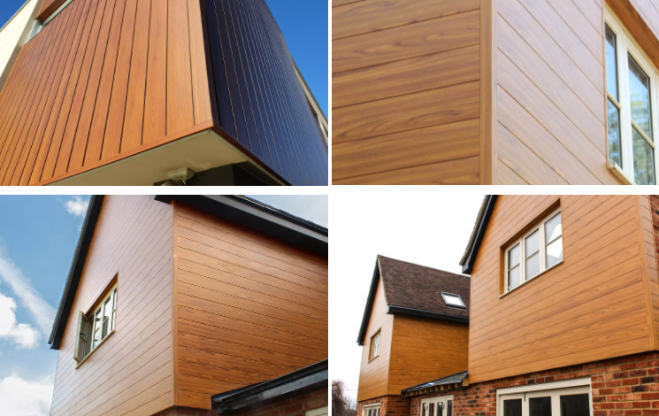 Wood grain aluminum cladding panels for exterior wall