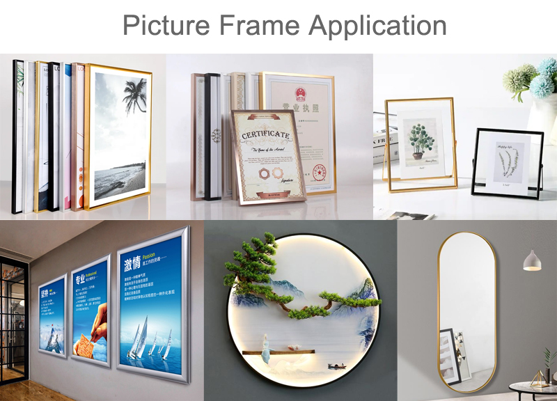 Aluminium picture frame profile application