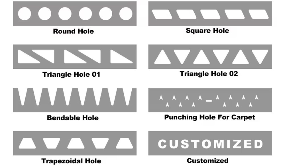 Aluminium trim edge punching hole