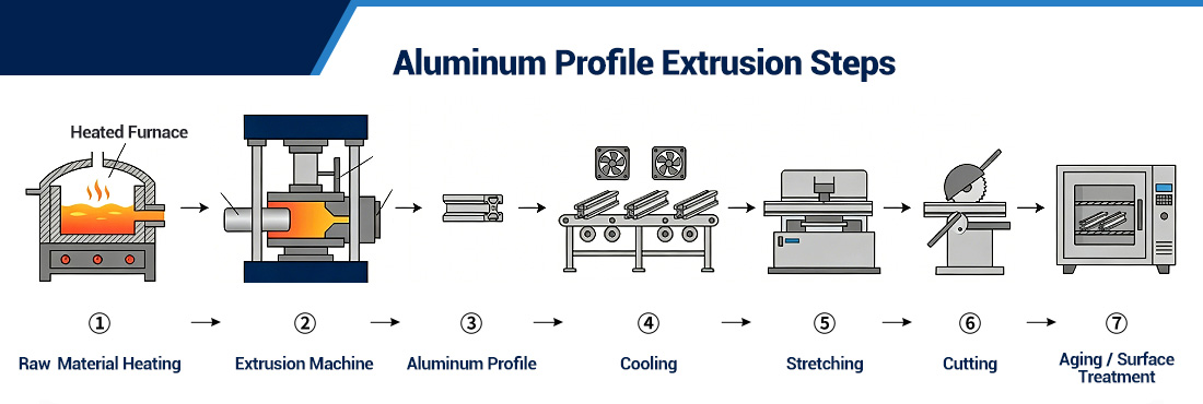 Aluminum Profile Extrusion Steps