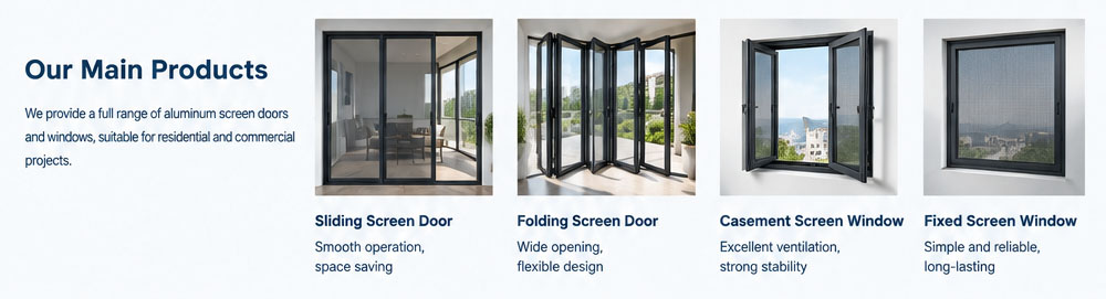 Aluminum frame screen window and door