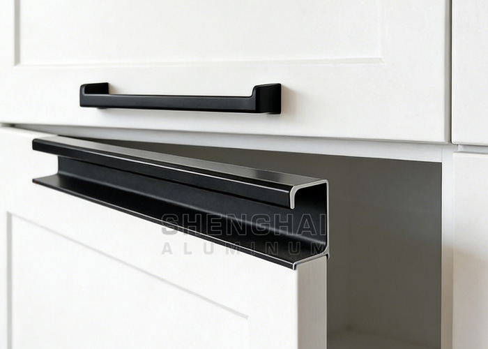 Aluminum handle for kitchen cabinet