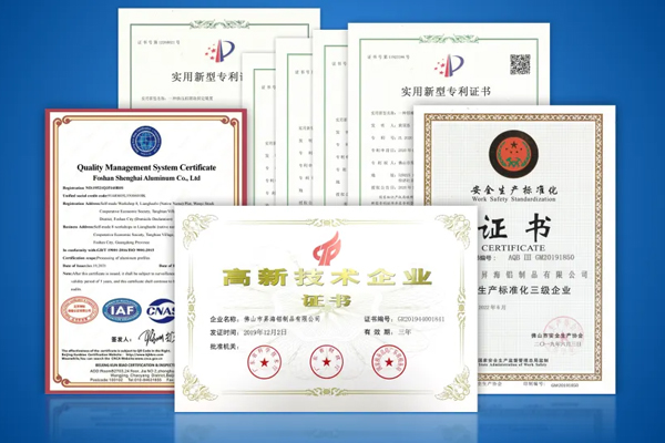 Shenghai Aluminum certificates
