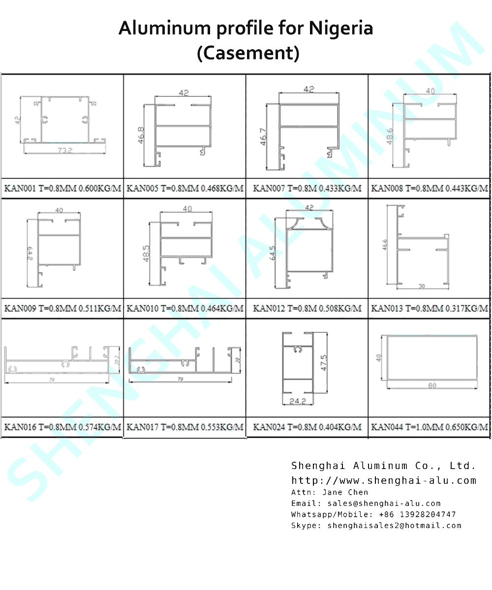 Aluminum Profile Drawings for Nigeria