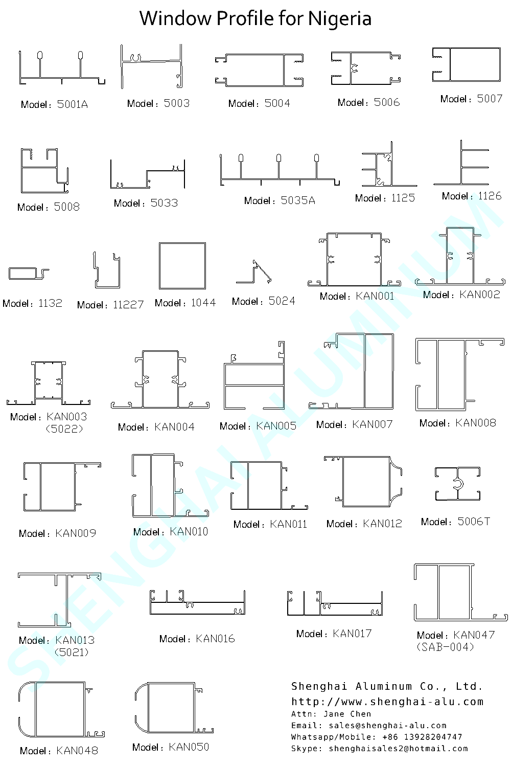 Aluminum Profile Drawings for Nigeria